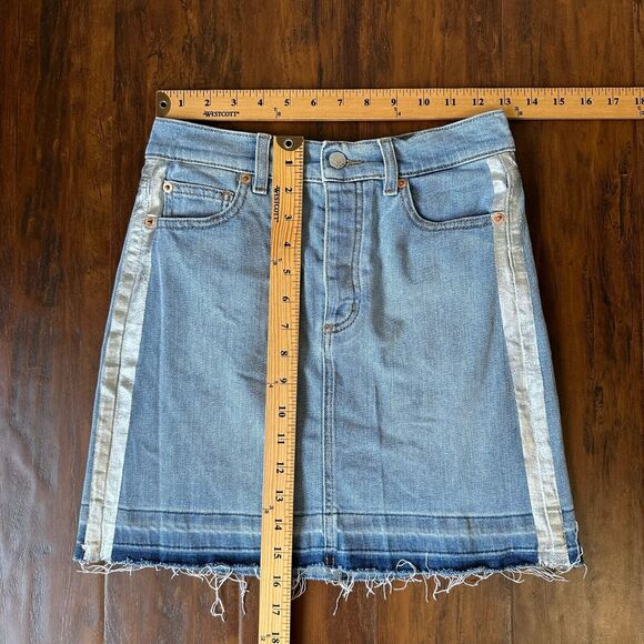 ZADIG & VOLTAIRE Juicy Silver Trim Denim Skirt Button-Fly Raw Hem - Picture 14 of 14